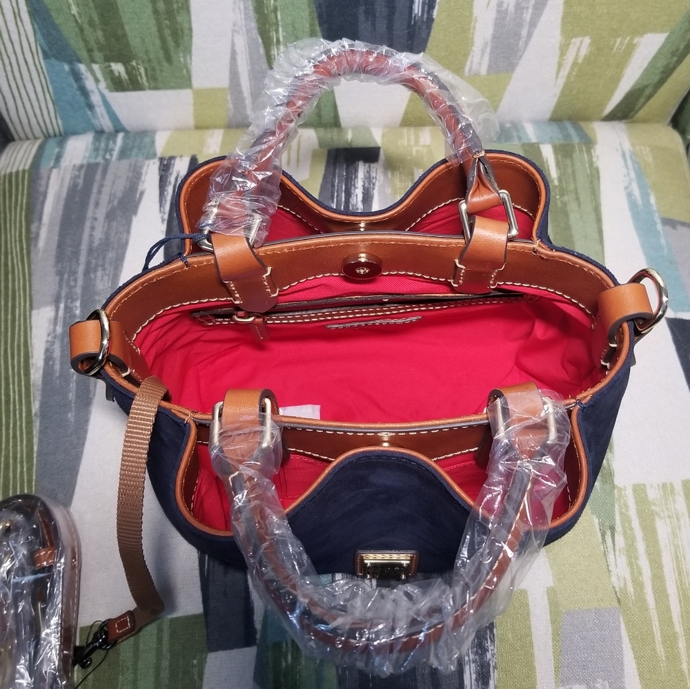 Dooney & Bourke Suede Mini Barlow Satchel In Navy Chic Purse - Picture 11 of 12